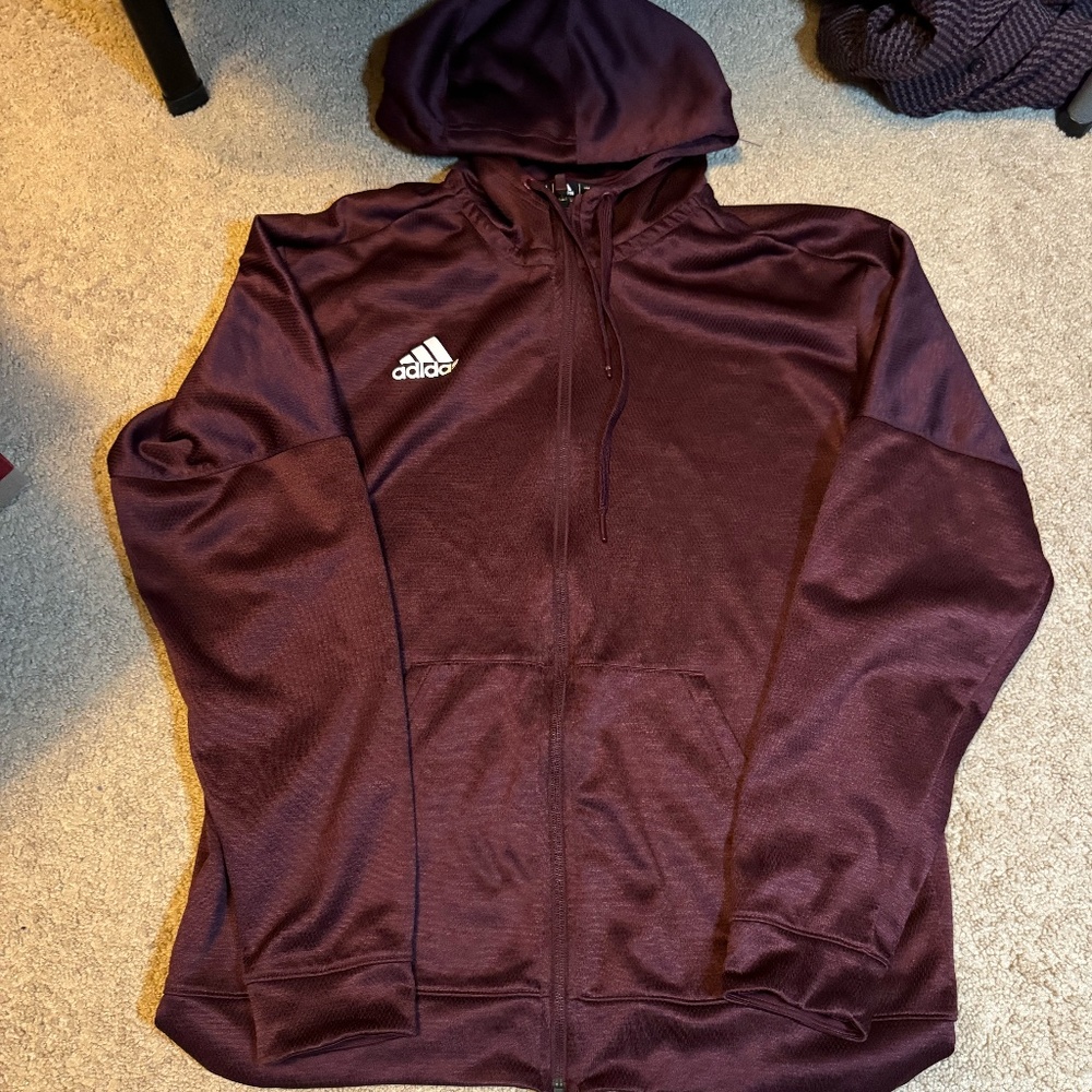 Maroon Adidas Zip-Up hoodie